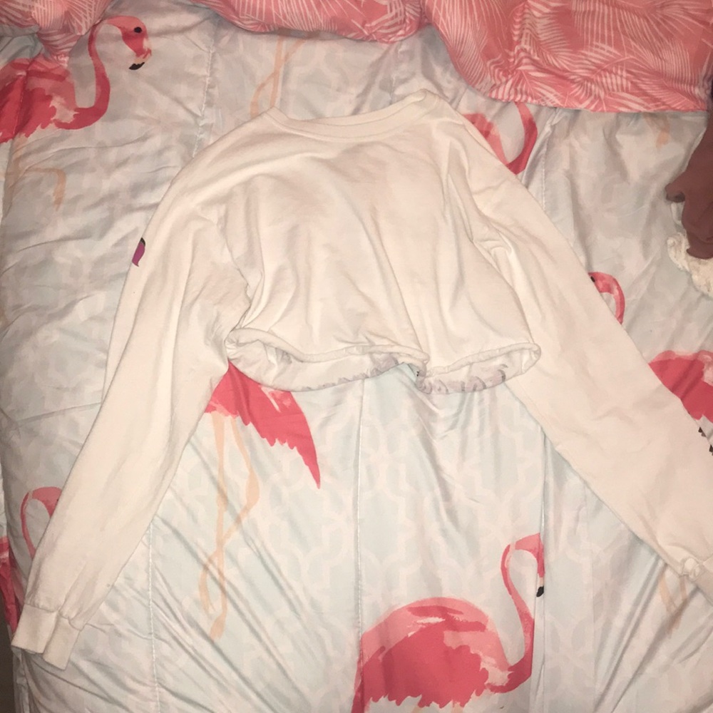 White Long Sleeve Crip Top
